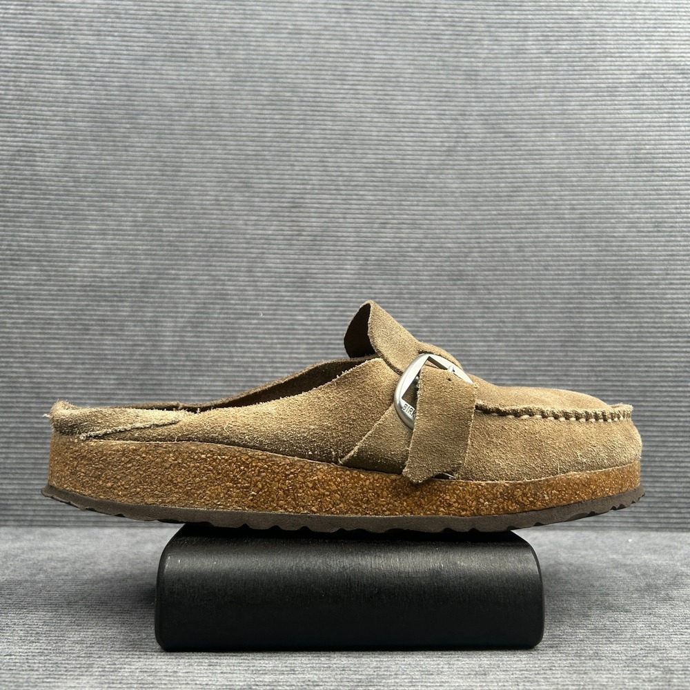 Birkenstock Buckley Suede Y2k Clog Mules Tan Brown Moccasin Buckle Sz 42